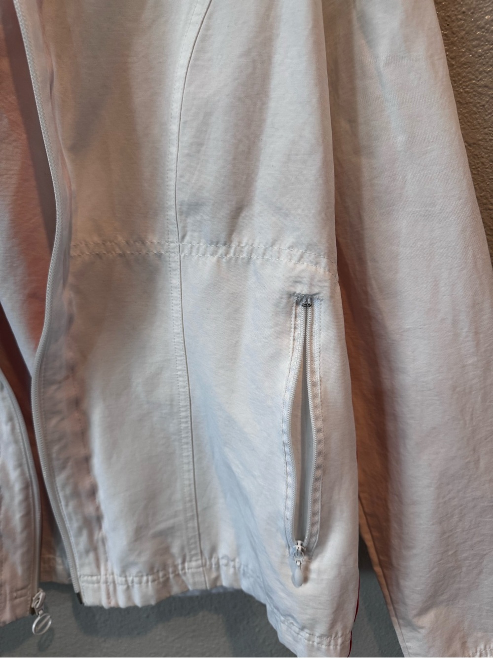 Nike White Hooded Windbreaker Jacket with Orange & Pink Stripes. Gorpcore - Picture 2 of 13